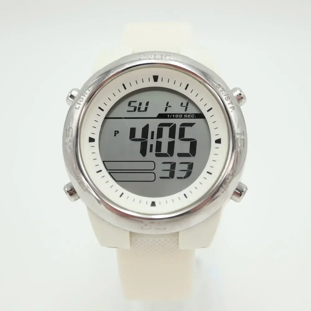 Relic by Fossil White Digital Watch 42mm Alarm Chrono Silicone w New Battery